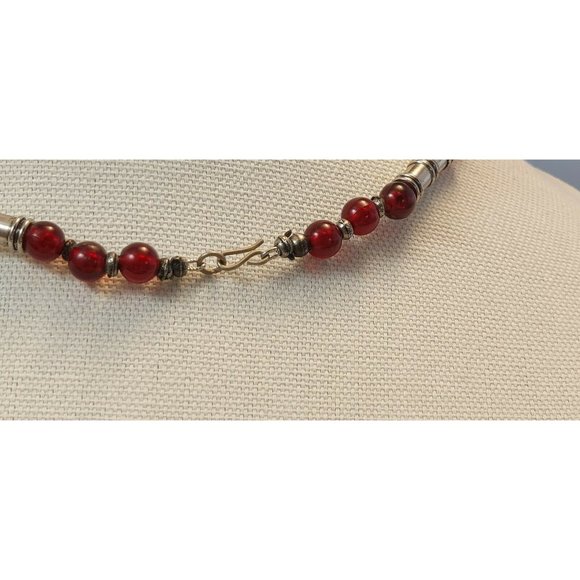 New 17" Choker Necklace Silvertone and color beads choose your color - Picture 4 of 10